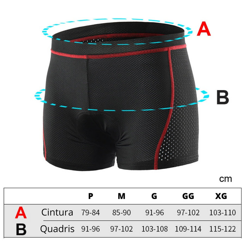 Short Bermuda Ciclismo Com Almofada em Gel 5D - GelTech 5D